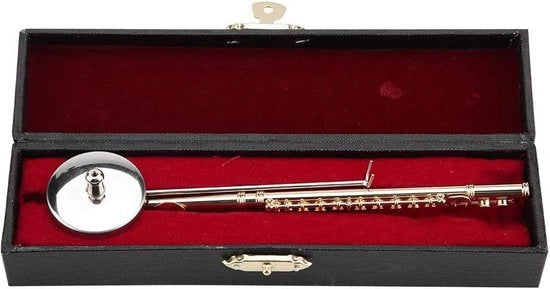 Replica di flauto in ottone con scatola.