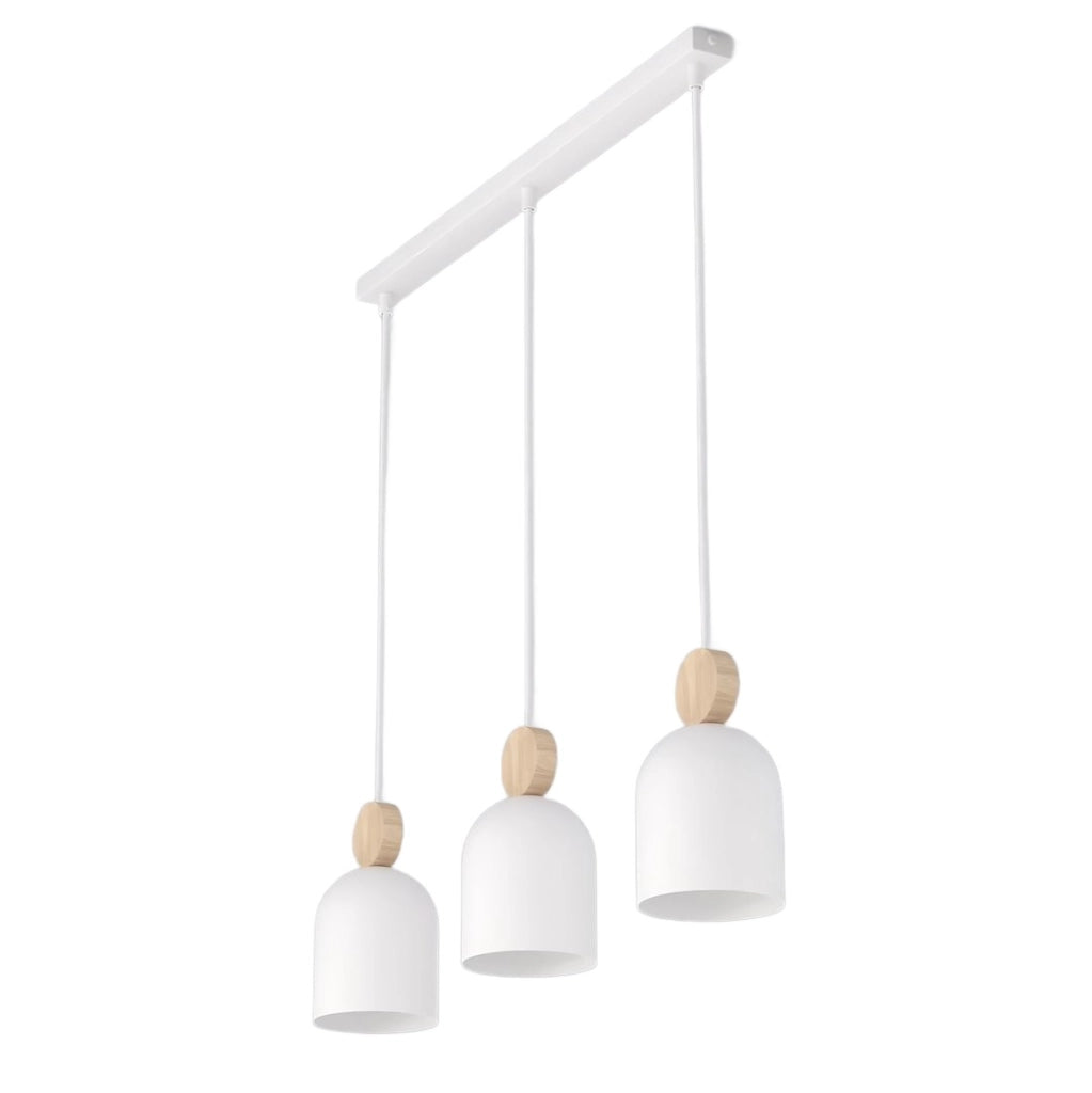 Lampada sospesa MESI bianca 3xGU10 legno Emibig