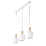 Lampada sospesa MESI bianca 3xGU10 legno Emibig