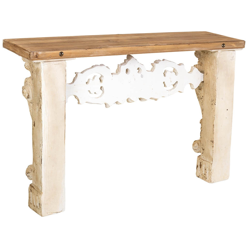 Mobile da ingresso in legno e magnesio Beige 146x32x90h cm