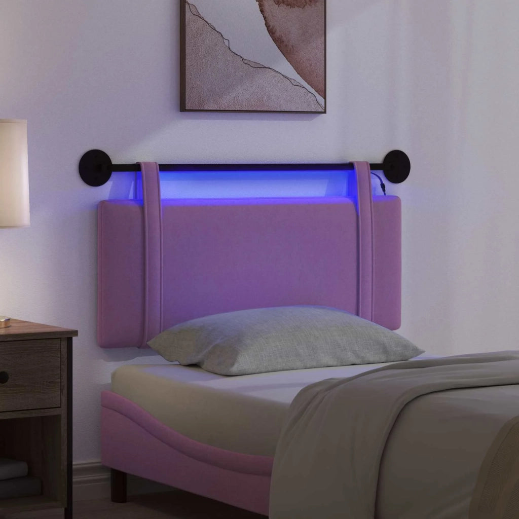 Testiera | Testata sospesa Con luce LED Rosa Tessuto