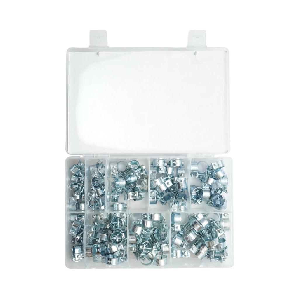 Kit fascette stringitubo in metallo con vite per tubi da 8-18 mm 135 pezzi