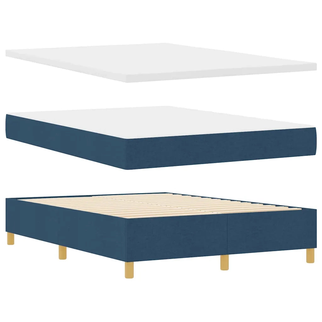 Letto a Sorgente LED con materasso Blu 140 x 190 cm Tessuto