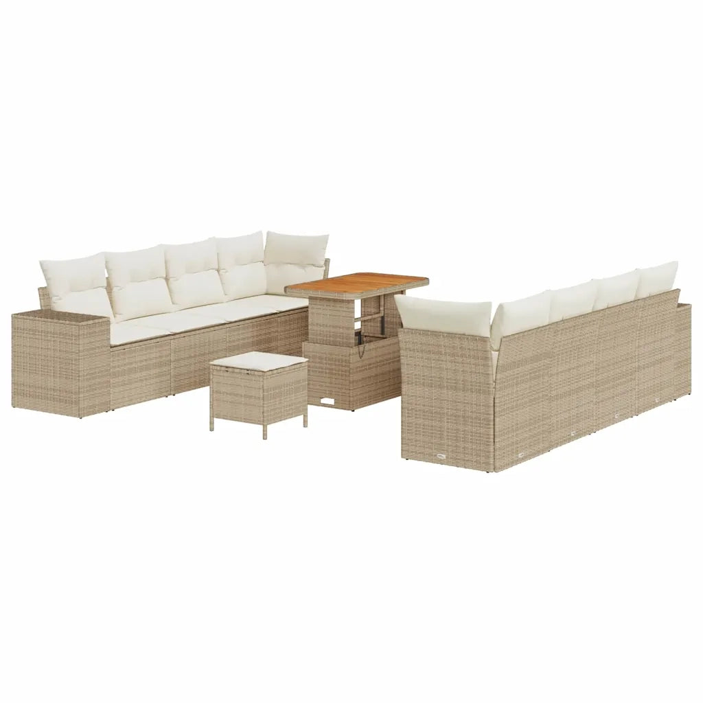 Set Divano da Giardino con cuscino 11 pcs Beige polyrattan 3361981