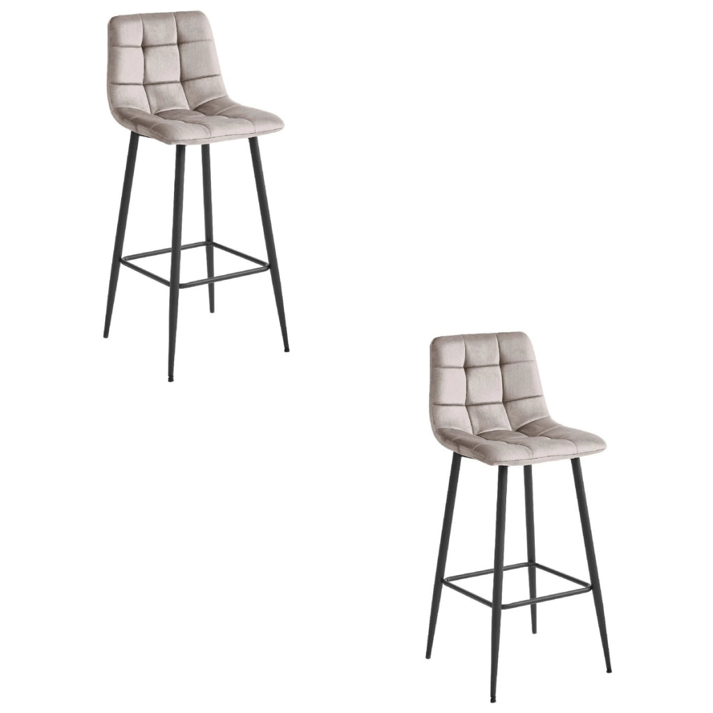 Set di 2 sgabelli da bar Arceto in velluto beige e metallo