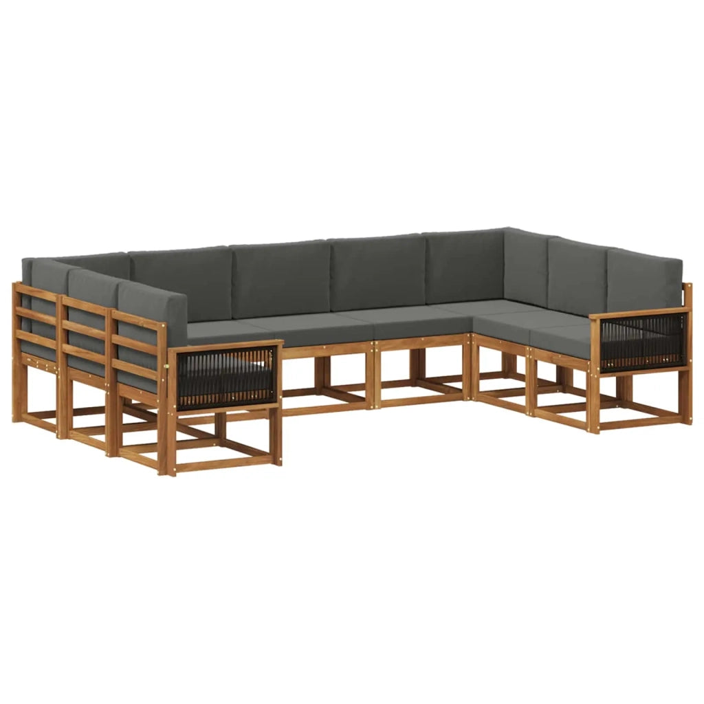 Set di divani da esterno 9 pz Naturale e Antracite 3385533