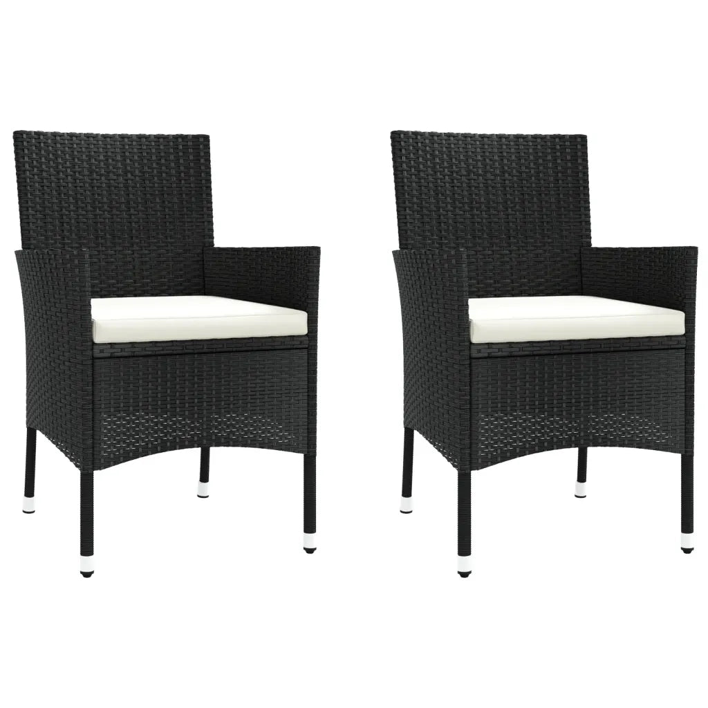 Set da Pranzo da Giardino 3 pz con Cuscini Nero in Polyrattan 3187388