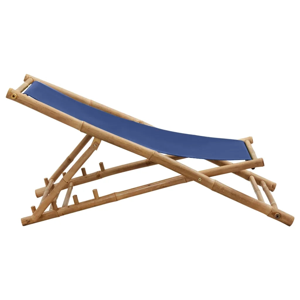 Sedia da Giardino | Sedia a Sdraio in Bamb¨´ e Tela Blu Marino