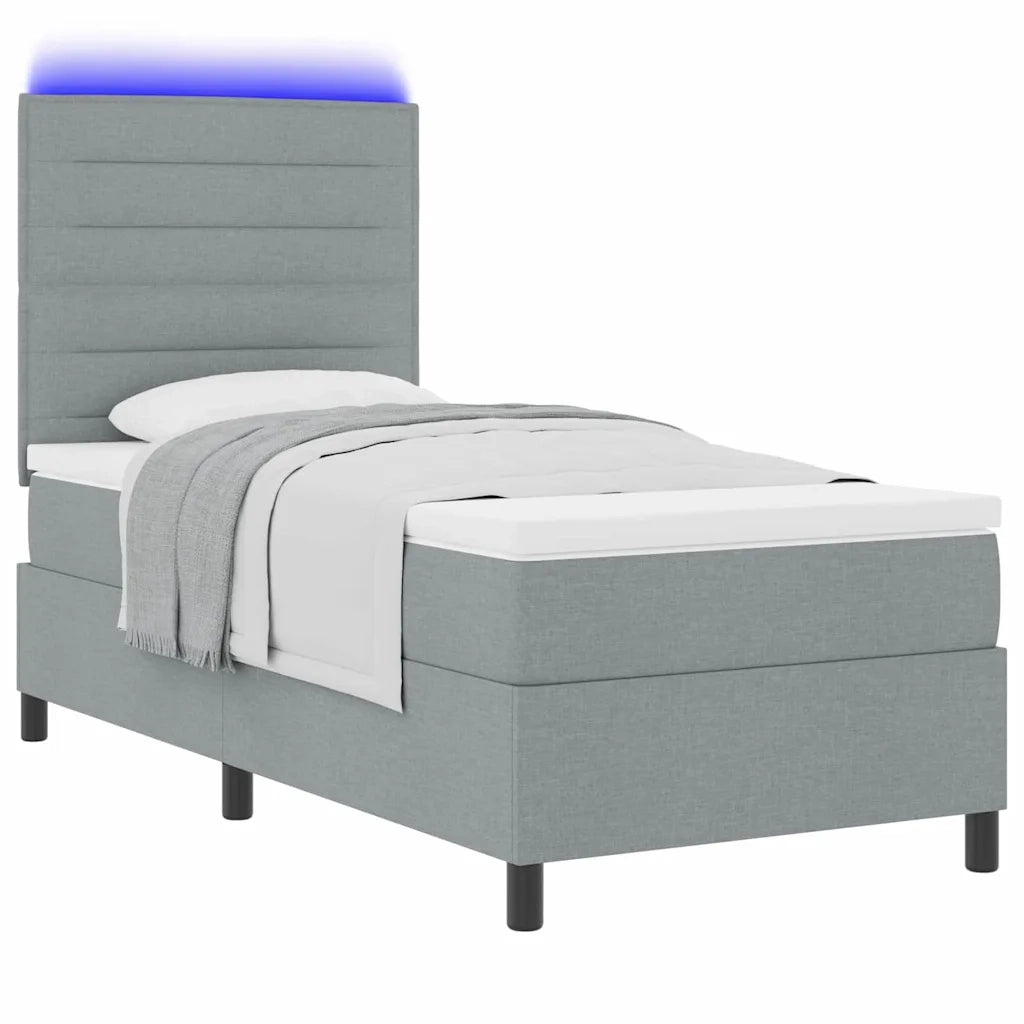 Letto a molle con materasso Grigio chiaro 80 x 200 cm Tessuto