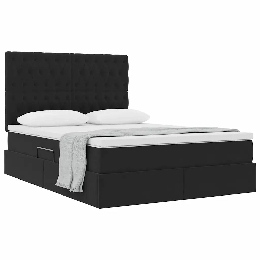 Letto con contenitore e materasso Nero 140 x 200 cm Velluto 3372095