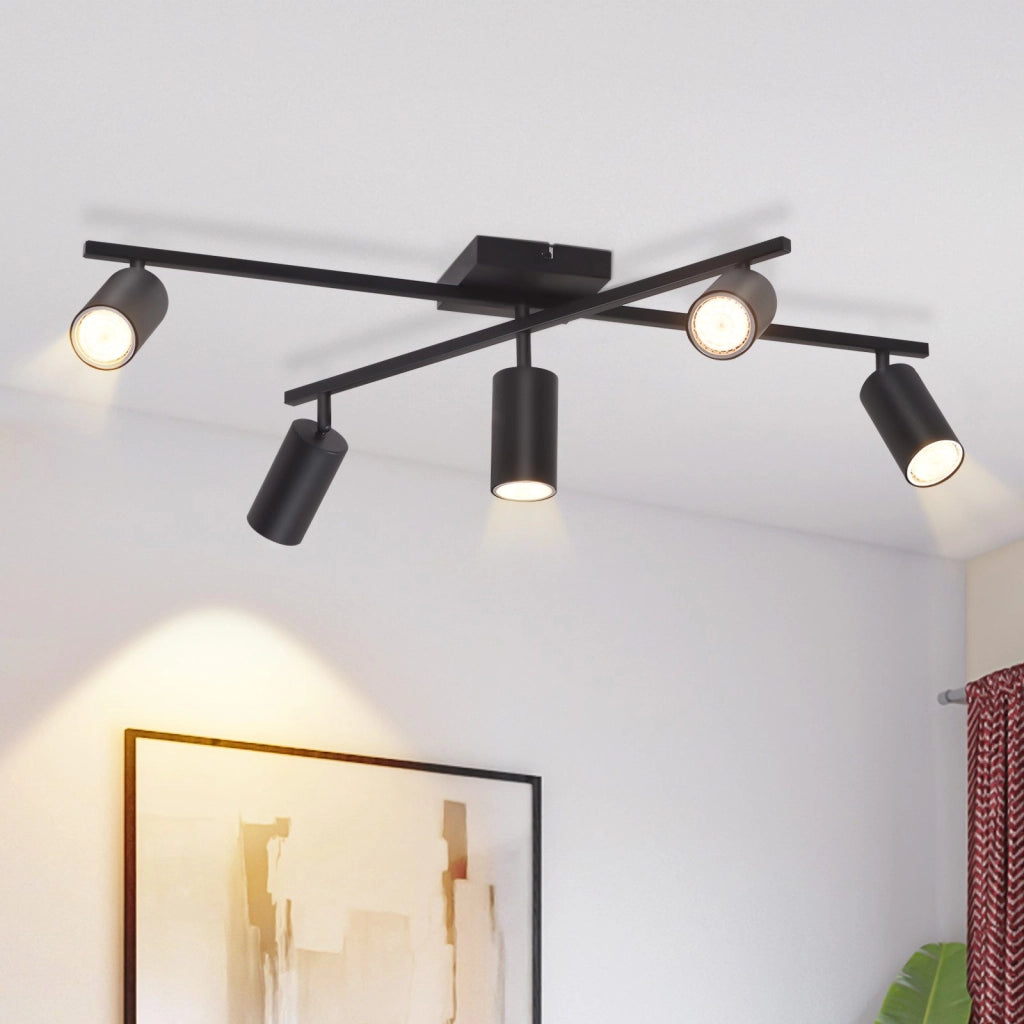 ZMH Faretto da soffitto 5 fiamme GU10 nero lampada da soffitto per camera da letto