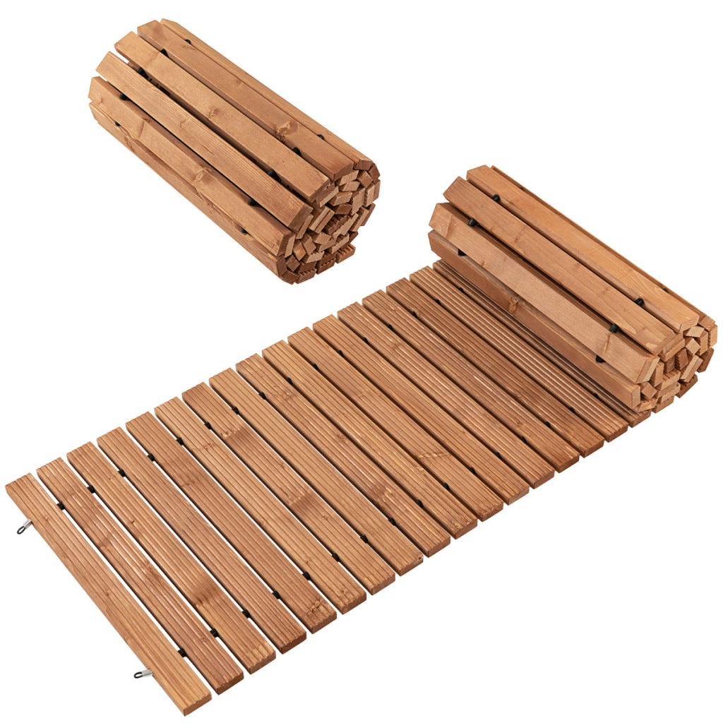 Sentiero avvolgibile di legno?per giardino, Vialetto con fil di ferro e consistenza antiscivolo?55cm-Decorazioni da giardino
