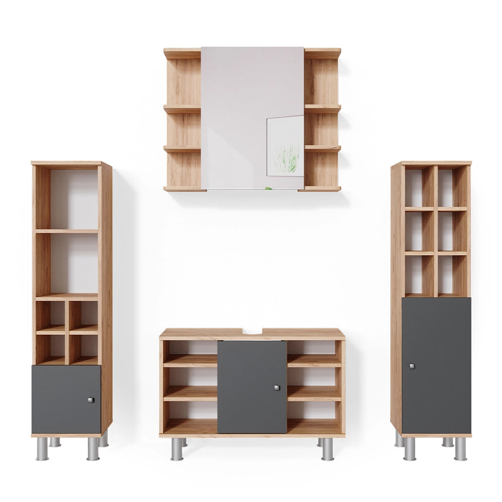 Vicco Set mobili bagno Quercia dorata 4 parti