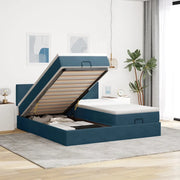 Pouf Letto con Materassi e LED Blu Scuro 200x200cm Velluto