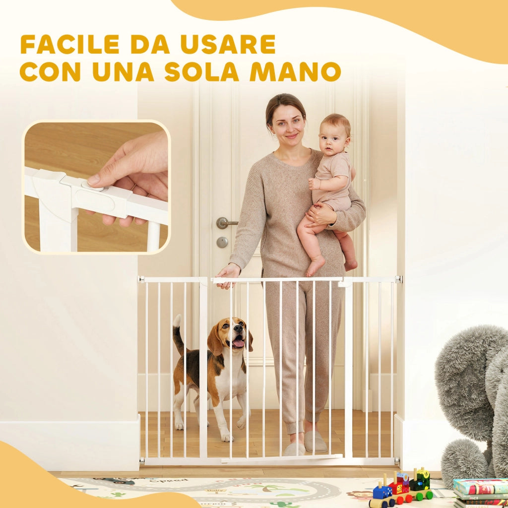 Cancelletto di Sicurezza Estensibile ¨C Xylo ¨C Metallo e Plastica Bianco 76-107 cm