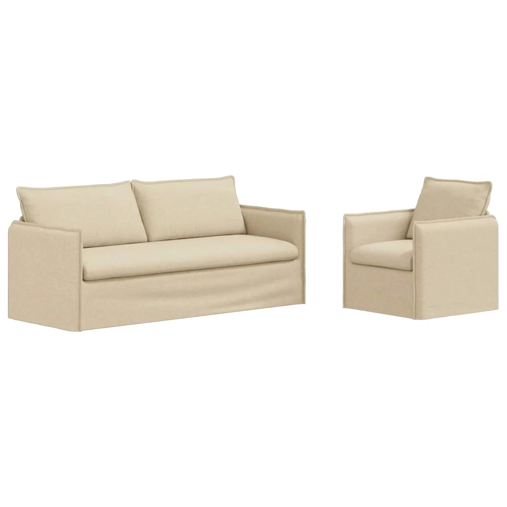 Set di divani 2 pcs Crema 196 x 82 x 85 cm Tessuto 3407616