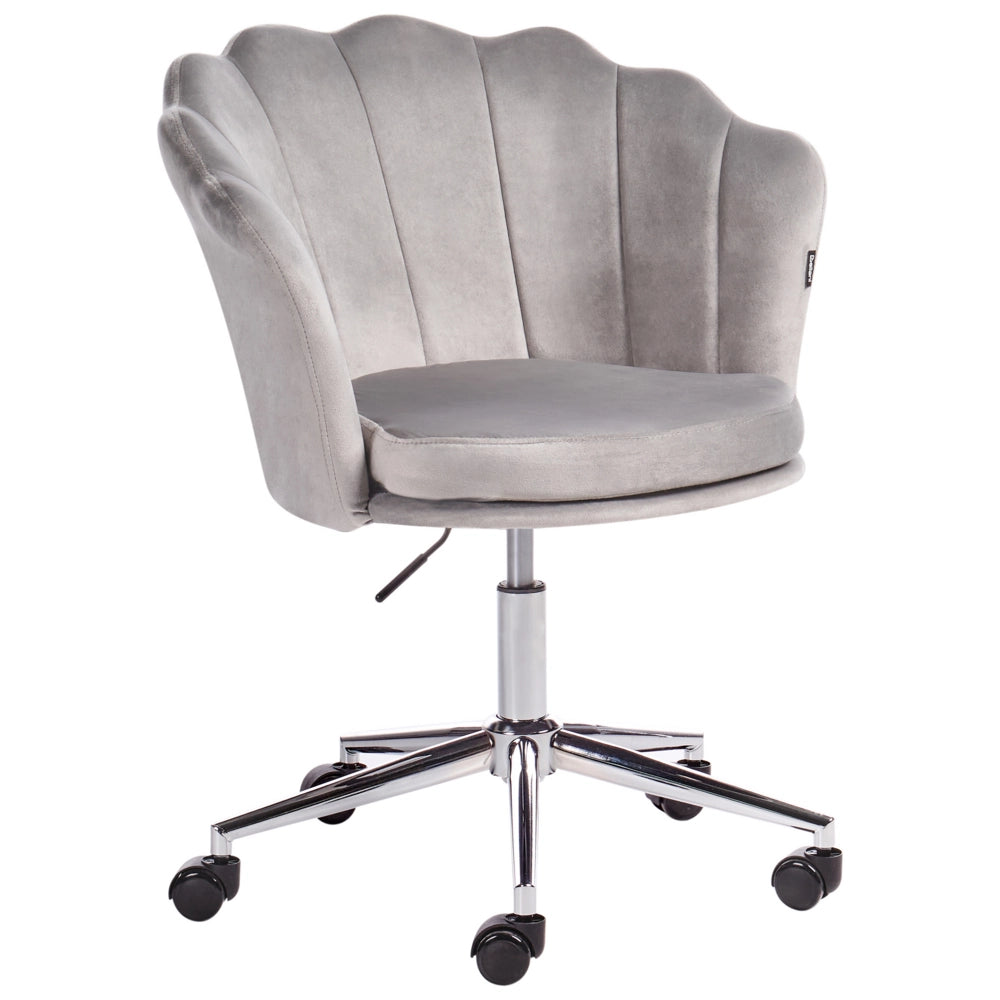 Sedia da ufficio in velluto di colore grigio con base girevole altezza regolabile elegante moderna