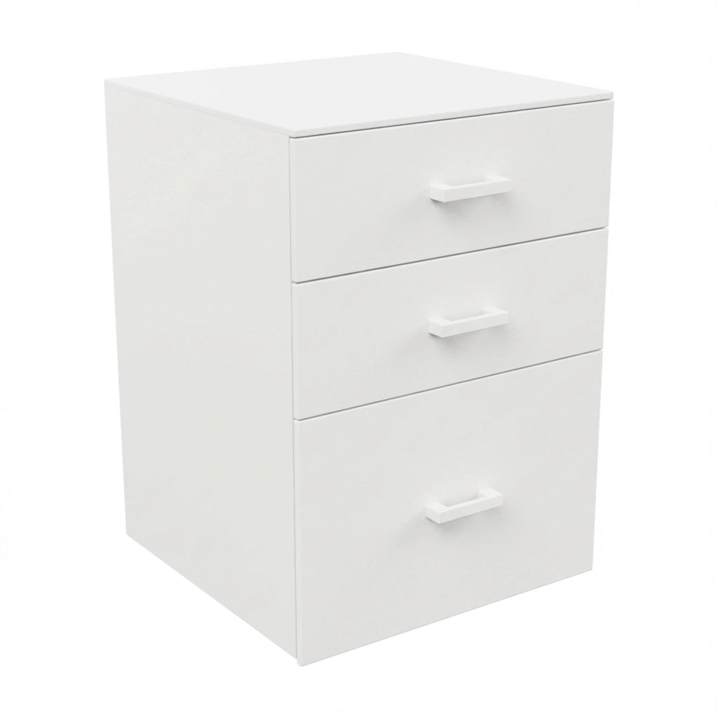 Lyra - Cassettiera Porta Stampante 3 Cassetti Mobiletto da Ufficio con Ruote in Legno MDF Bianco