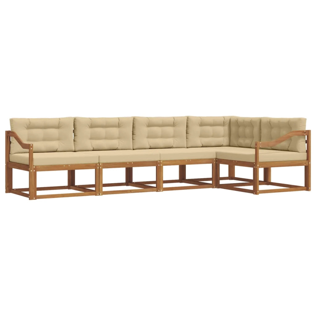 Set di divani da esterno con cuscino 5 pcs Naturale e Beige 3367596