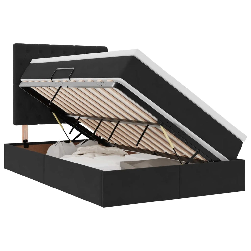 Letto con contenitore e materasso Nero 120 x 200 cm Velluto