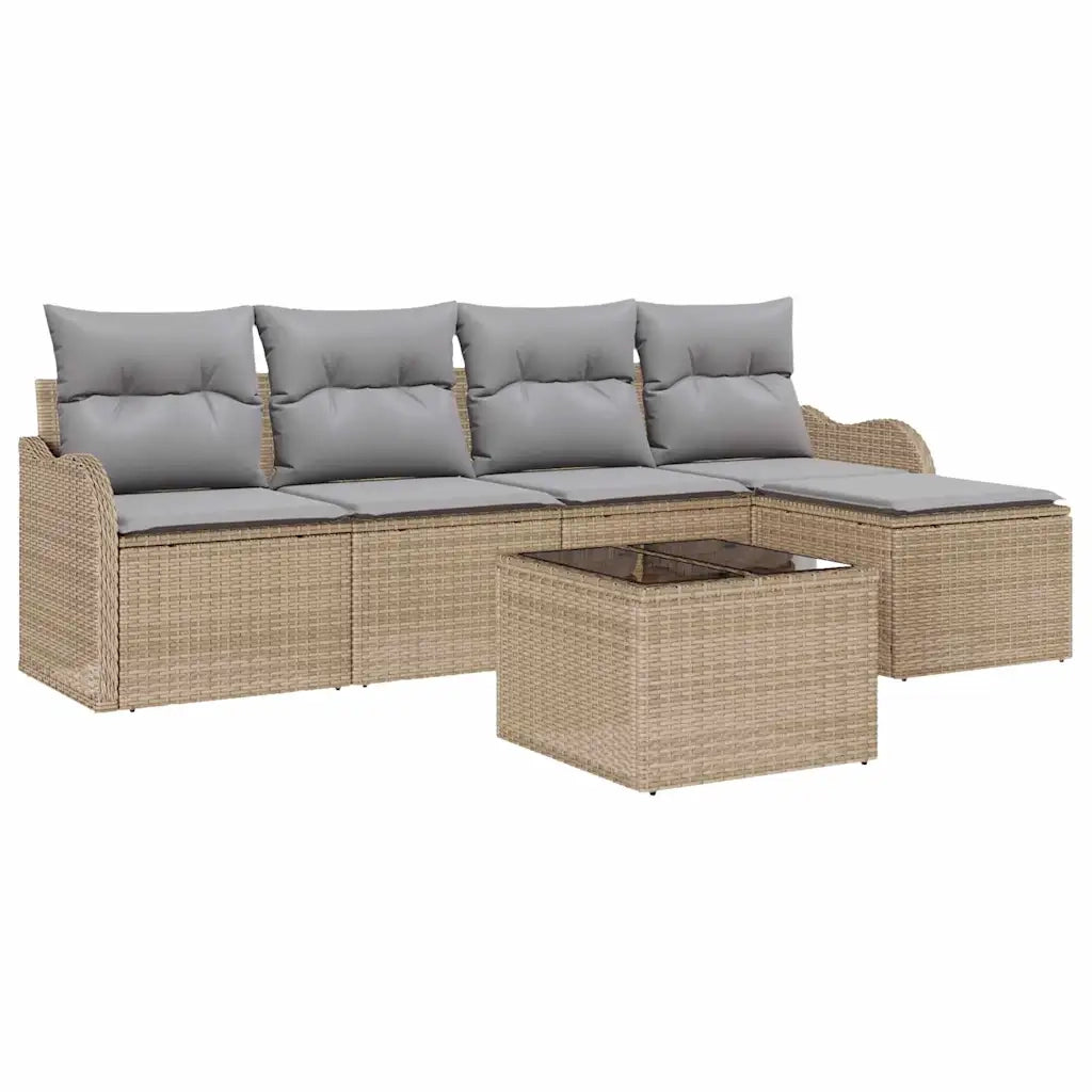 Set Divano da Giardino Beige polyrattan