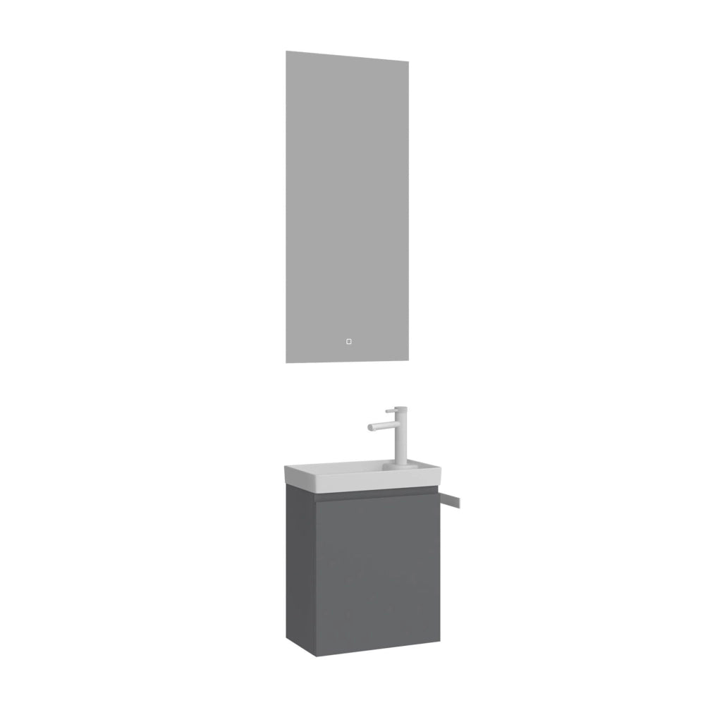 Set mobile lavabo con specchio (2 pezzi) "Ferla 40" - 40 x 22 x 50 cm - Grigio opaco