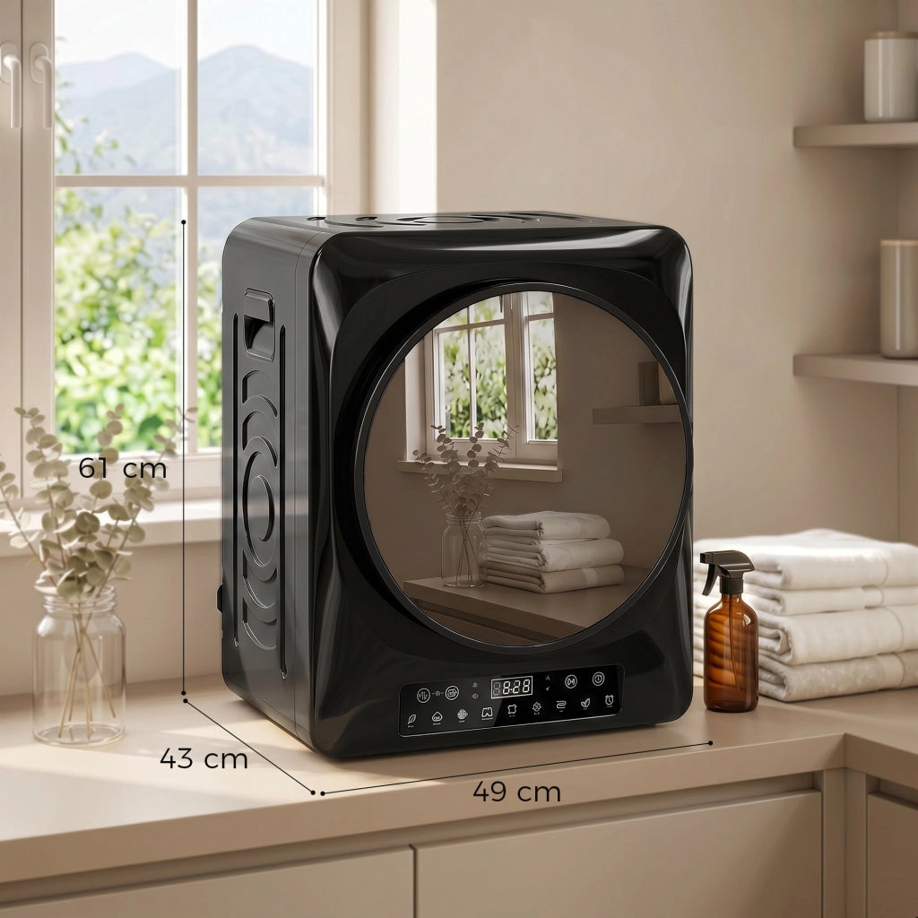 Asciugatrice compatta a evacuazione 1000W ¨C Xylo ¨C nero, timer, modalit¨¤ ECO