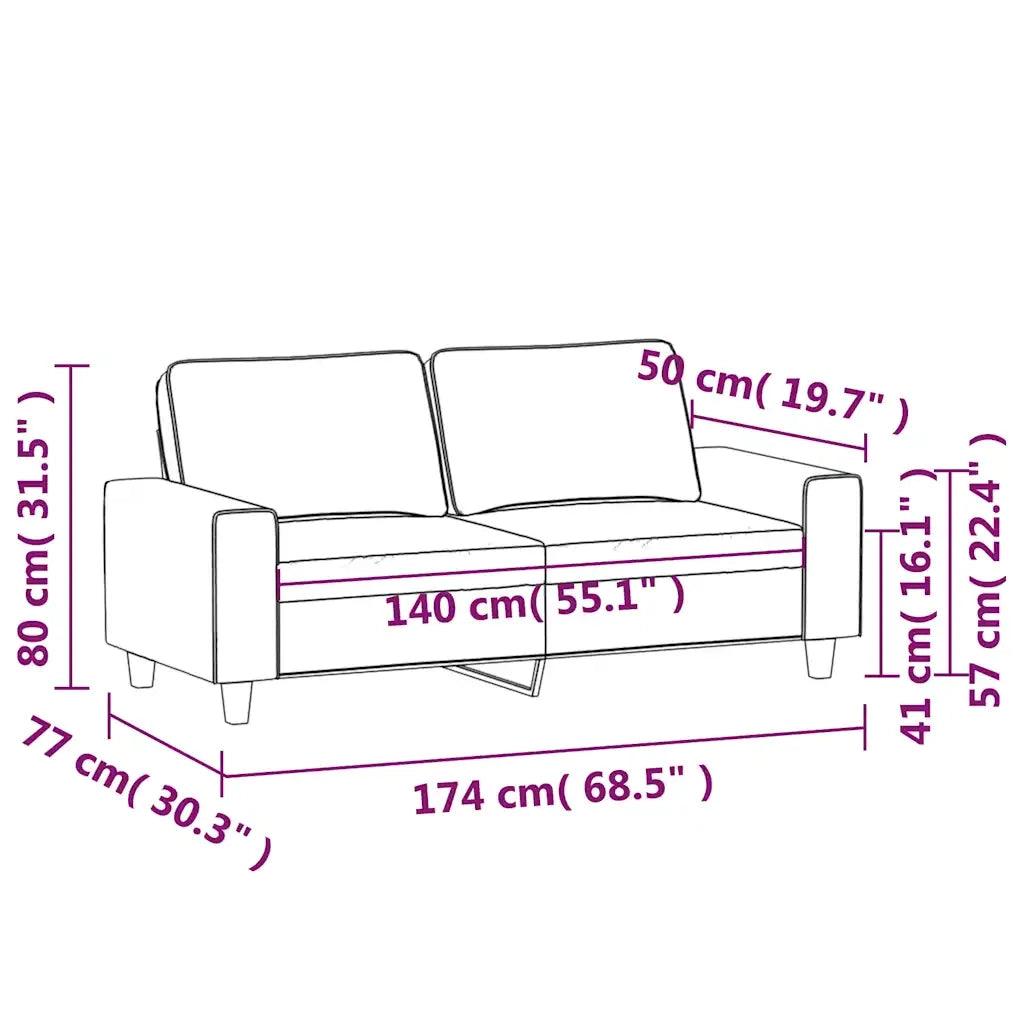 Divano a 2 Posti-Sofa 2 Posti Nero 120 cm in Tessuto 383019