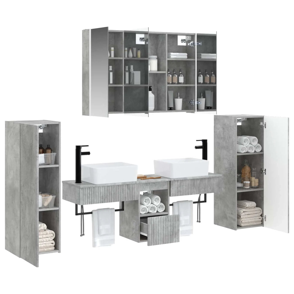 Set di mobili per il bagno 6 pz Grigio Cemento 3407138