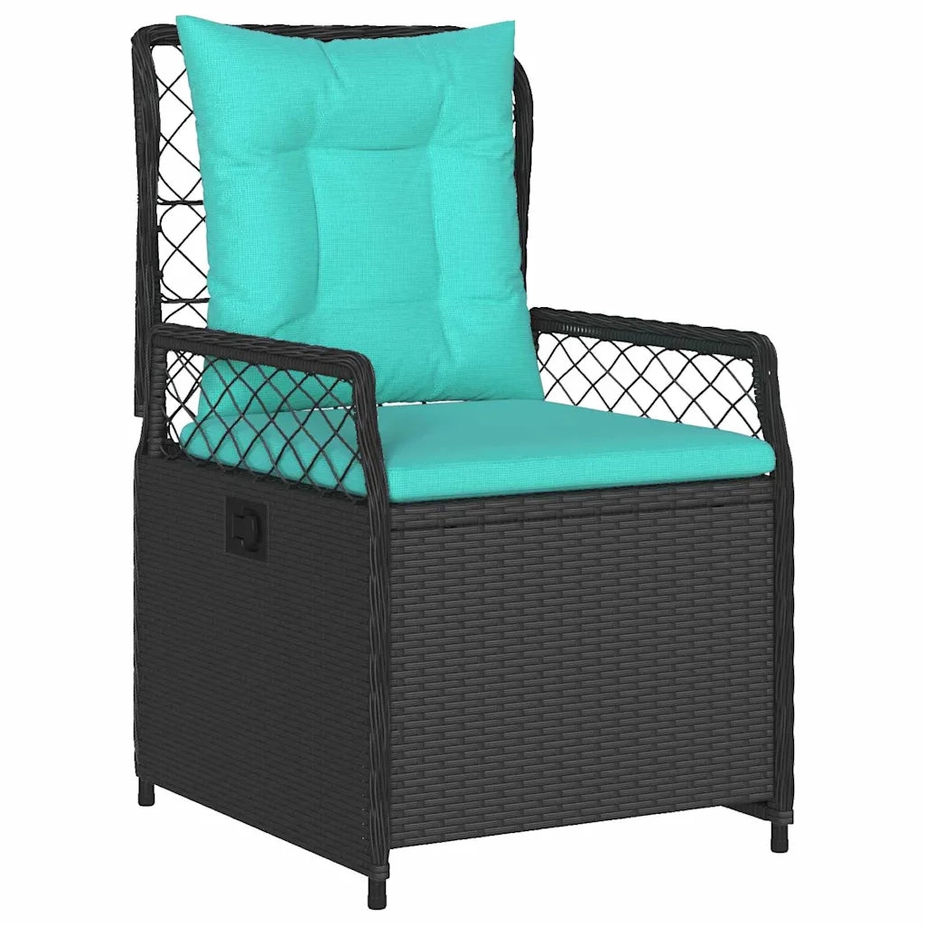 Set da Pranzo per Giardino 3 pcs Nero polyrattan