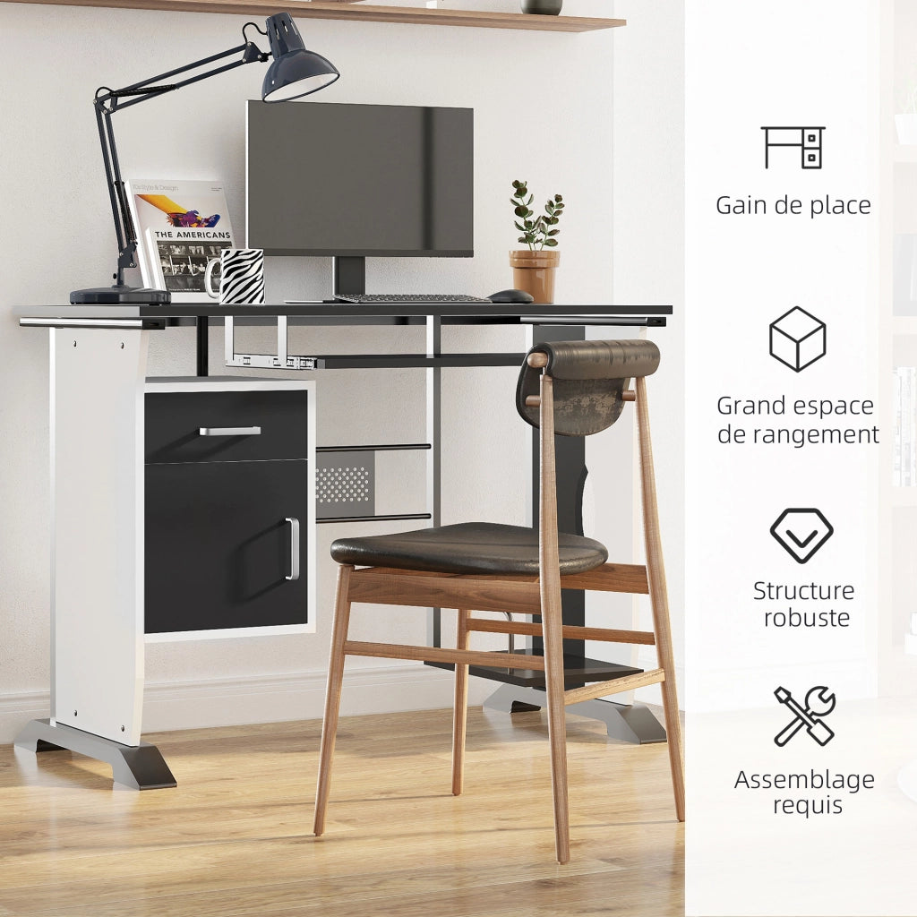 Scrivania per computer ¨C Xylo ¨C MDF bianco e nero 100x52x75 cm