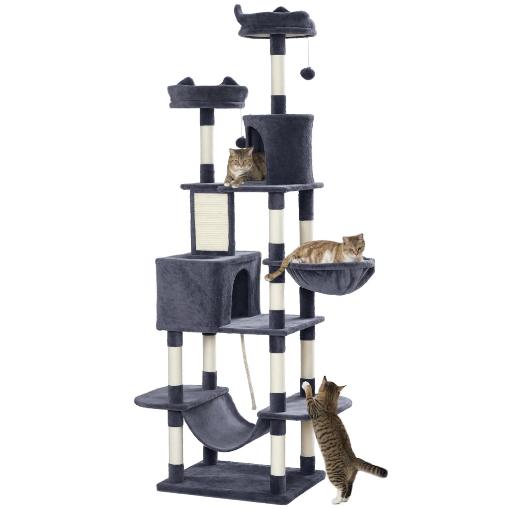 Tiragraffi per Gatti con Piattaforma ¨C Minimal ¨C Grigio Scuro 206 cm
