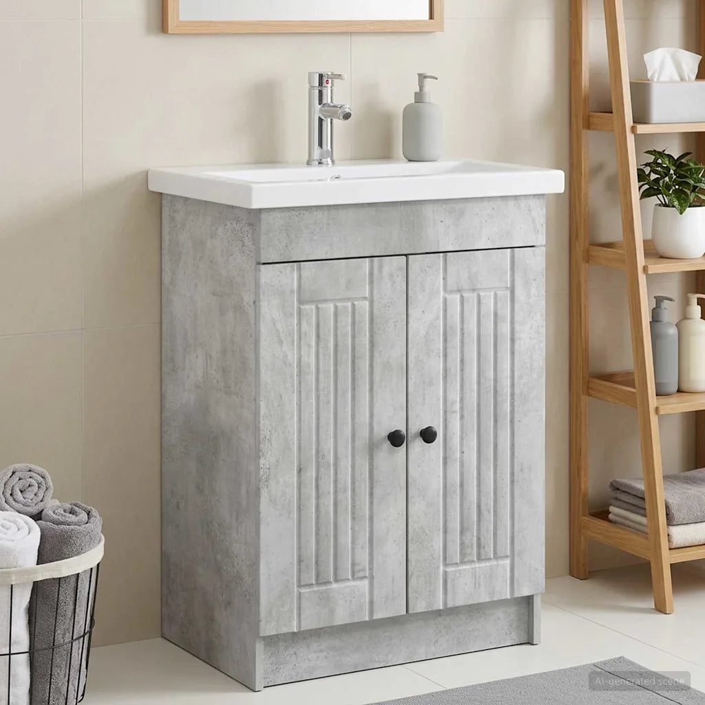 Mobiletto da Bagno | Armadio da bagno sotto il lavello Grigio Cemento