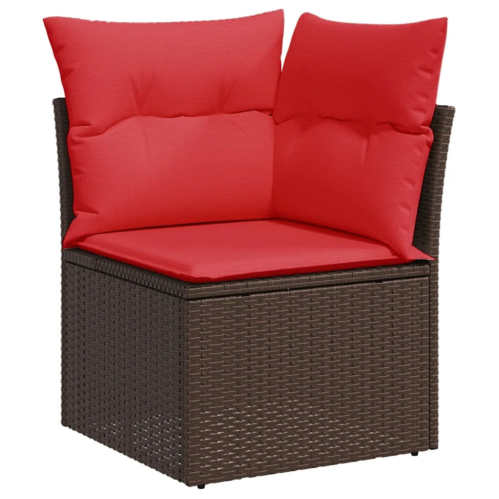 Set Divani da Giardino 11 pz con Cuscini Polyrattan Marrone