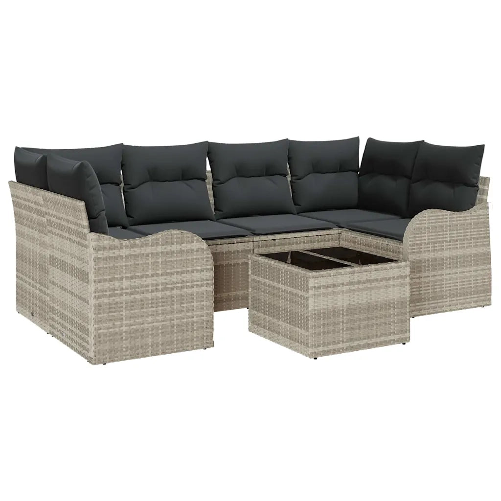 Set Divano da Giardino 7 pcs Grigio chiaro e grigio scuro