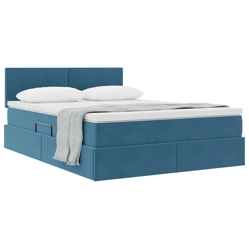 Letto con Contenitore Blu Scuro 140 x 200 cm Velluto 3370705