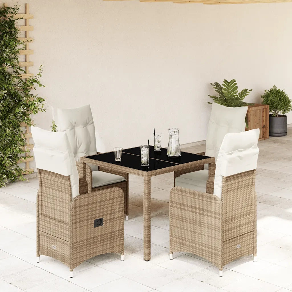 Set da Bistrò da Giardino 5 pz con Cuscini Beige in Polyrattan 3277097