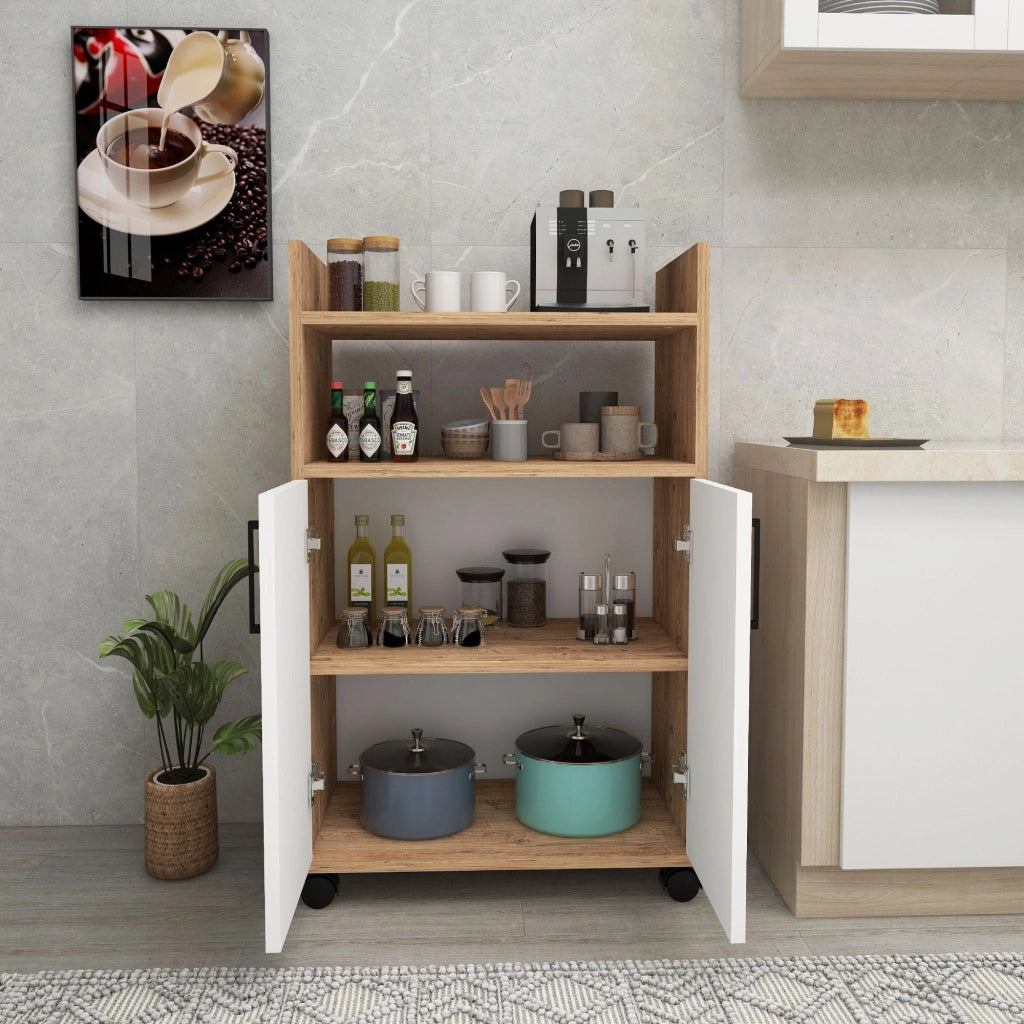 Marzi, Armadio Multiuso 2 Ante 4 Ripiani, 60x97h cm Marrone Rovere
