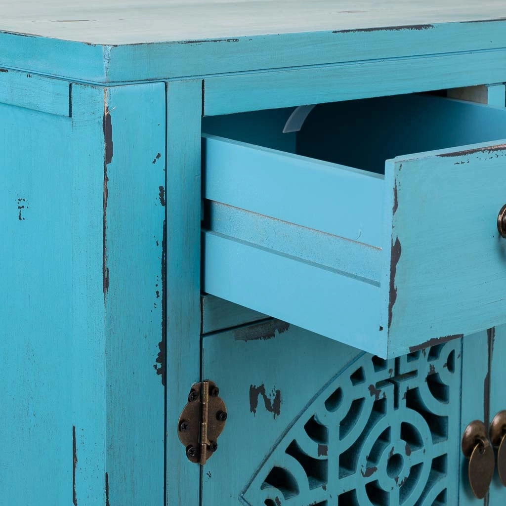 Mobile da ingresso in legno blu 120x40x102h