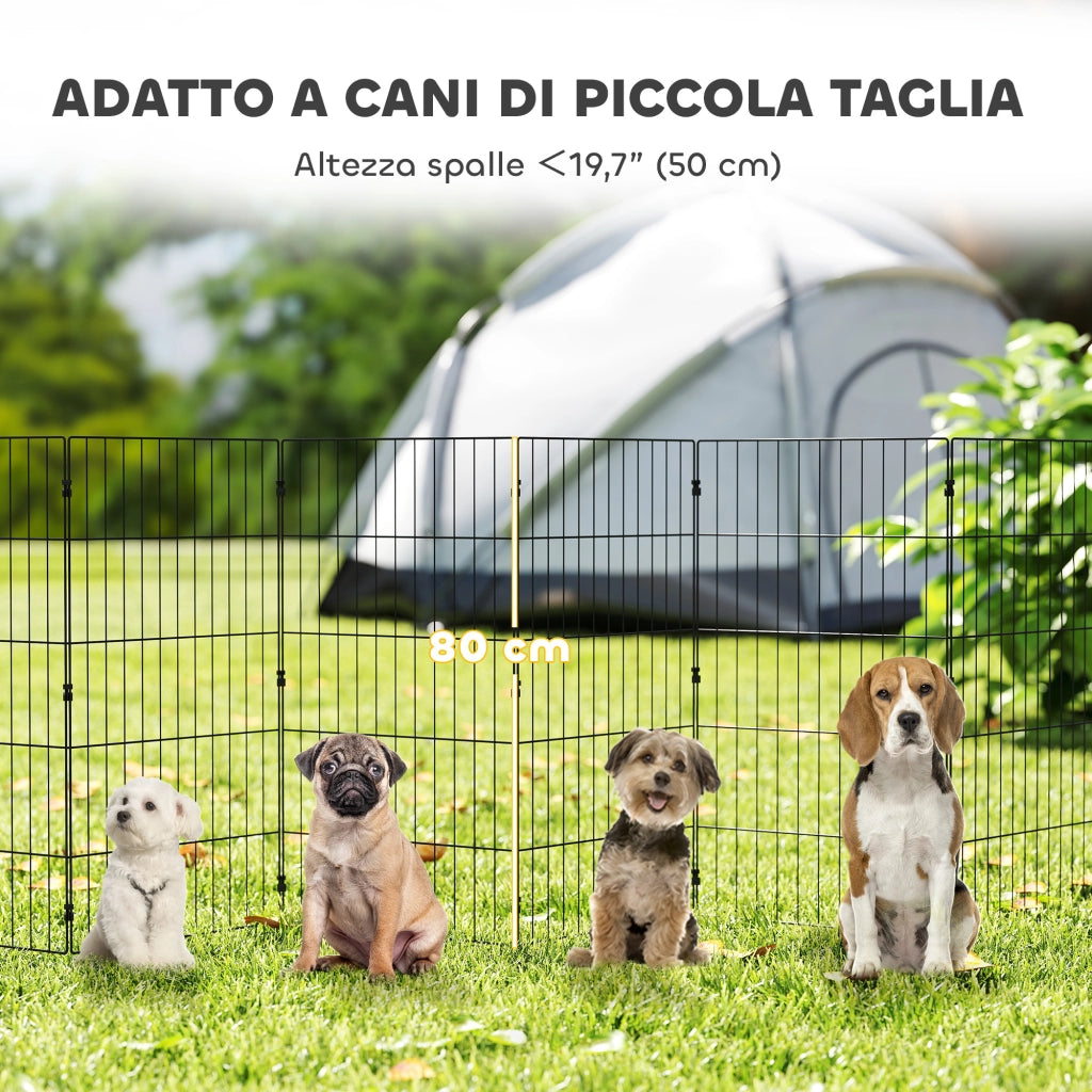 Recinto per Cani Pannelli 50x80 cm Espandibile e Pieghevole in Metallo Nero