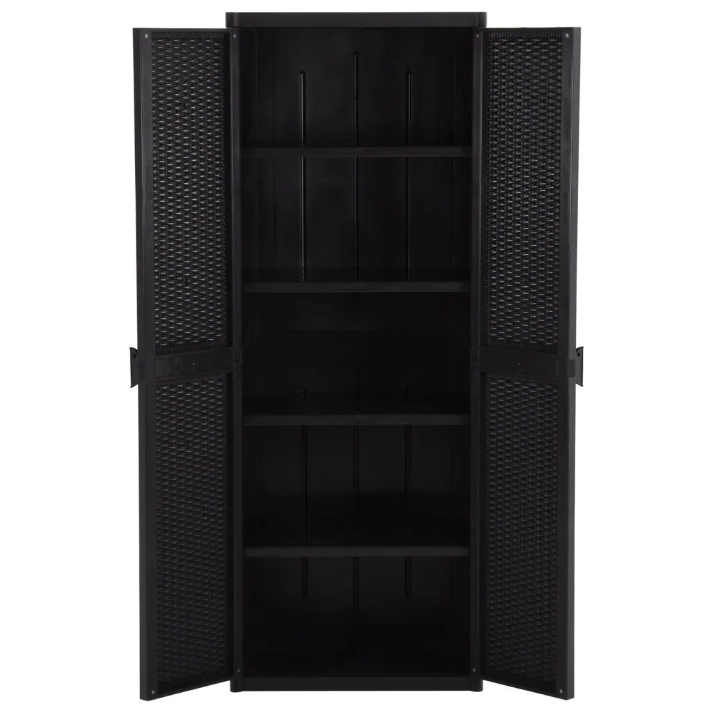 Mobile contenitore multiuso per interni 65 x 45 x 172 cm con 4 ripiani in PP nero codice 02_0046121.
