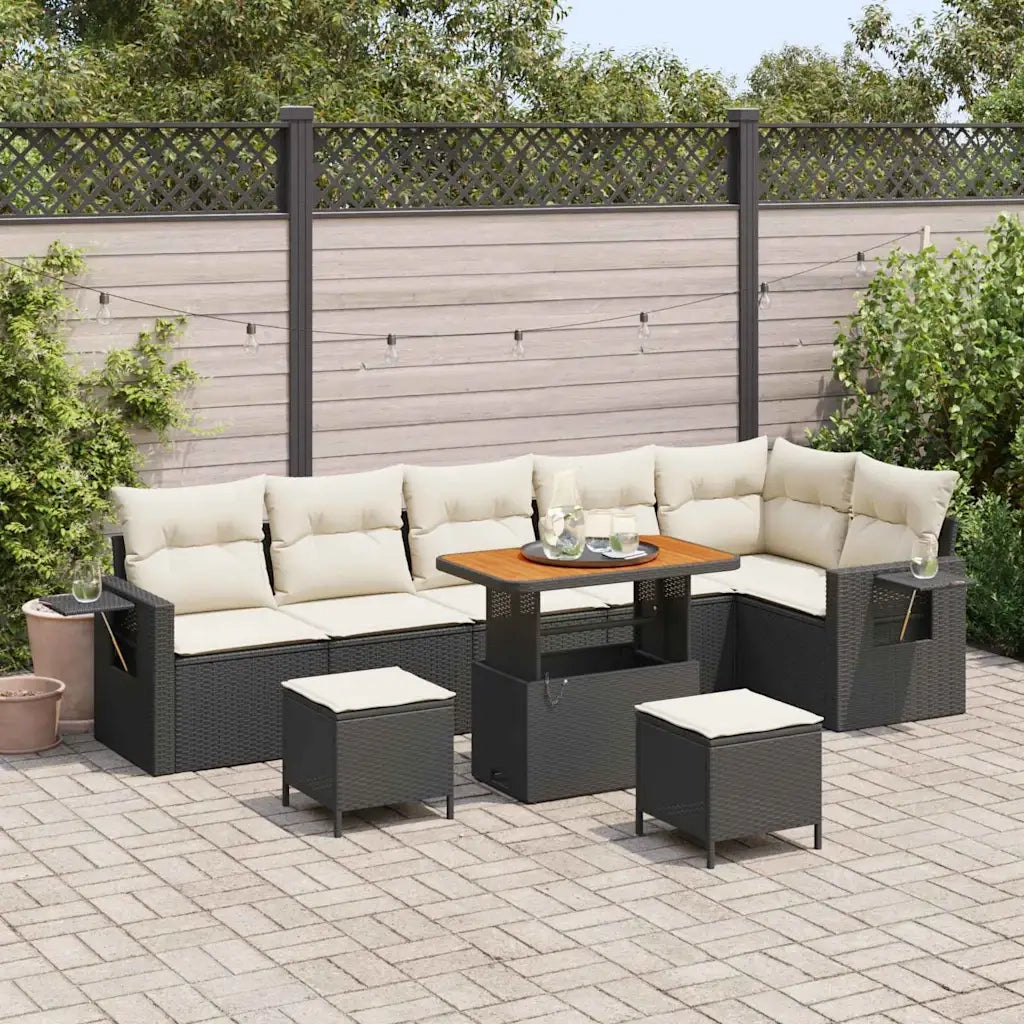 Set Divano da Giardino 9 pcs Nero polyrattan 3361765