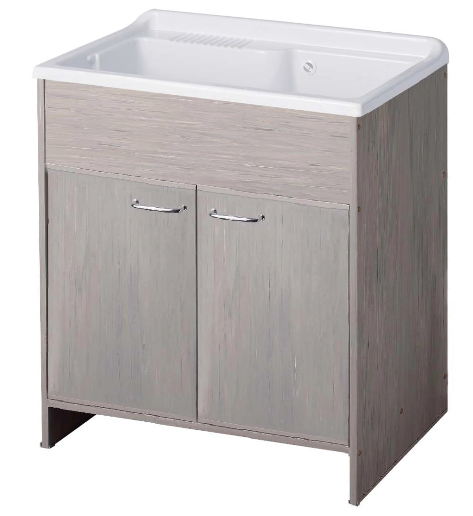 Mobile LAVATOIO in PVC in KIT di montaggio - 80X50 per Interni/Esterni - CR - Col: LEGNO ROVERE