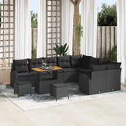 Set Divano da Giardino con cuscino 12 pcs Nero polyrattan 3362434