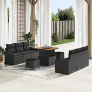 Set Divano da Giardino con cuscino 9 pcs Nero polyrattan 3362604
