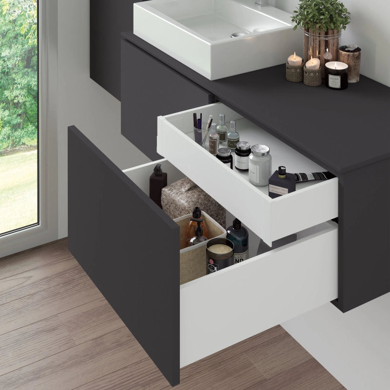 Kit di cassetti per cucina o bagno Vertex con regolazione 3D, altezza 93 mm, con pannelli inclusi, modulo 900 mm, Grig..