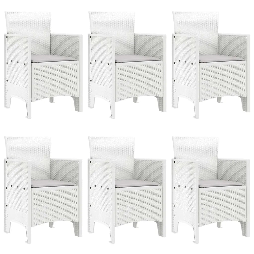 Set da Pranzo per Giardino 7 pcs Bianco Rattan Polt