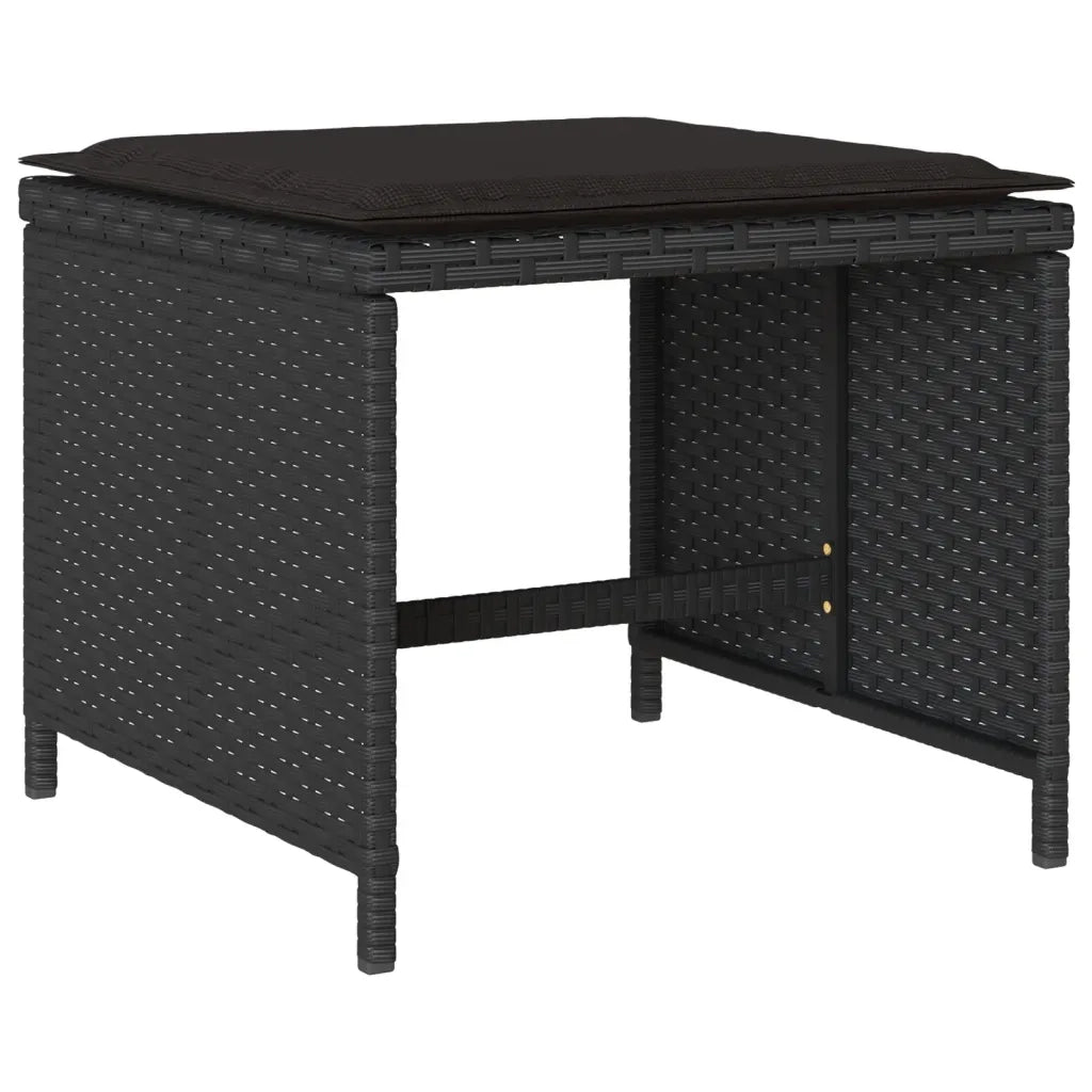 Set da Pranzo da Giardino 13pz con Cuscini Nero in Polyrattan 3277926
