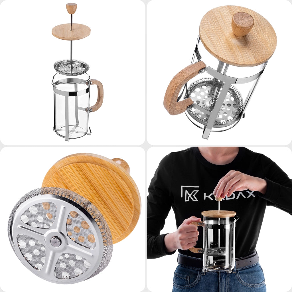Infusore per tisane e caffè KADAX, con pistone, caraffa in vetro e filtro, 800 ml.