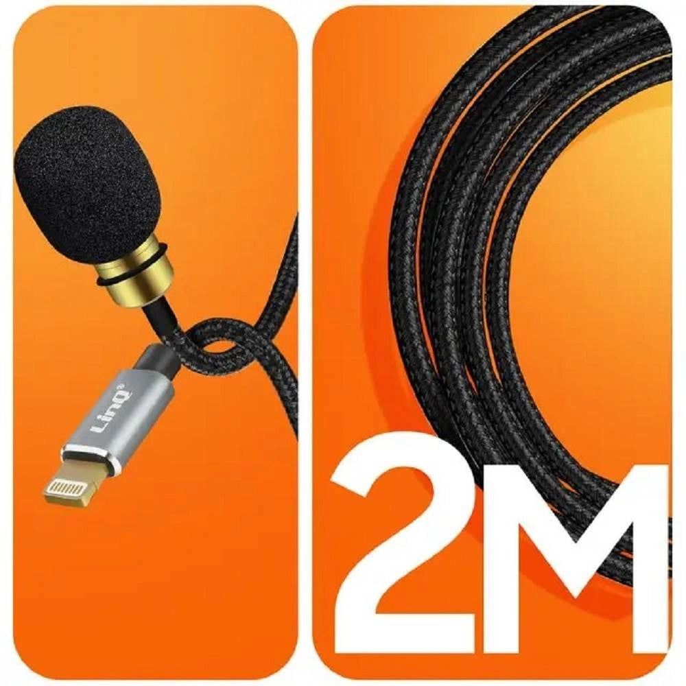 Trade Shop - Microfono Lavalier Lightning Suono Omnidirezionale A 360° Cavo 2 Metri Lt3542m -